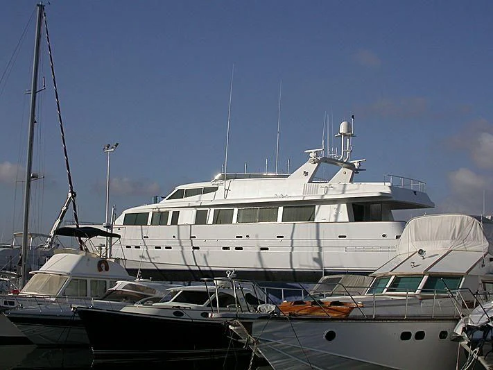 a group of boats in a harbor aboard PROVIDENCE Yacht for Sale