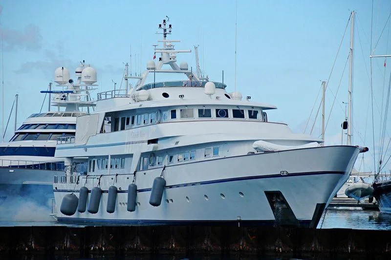 a large white ship aboard CHEETAH MOON Yacht for Sale