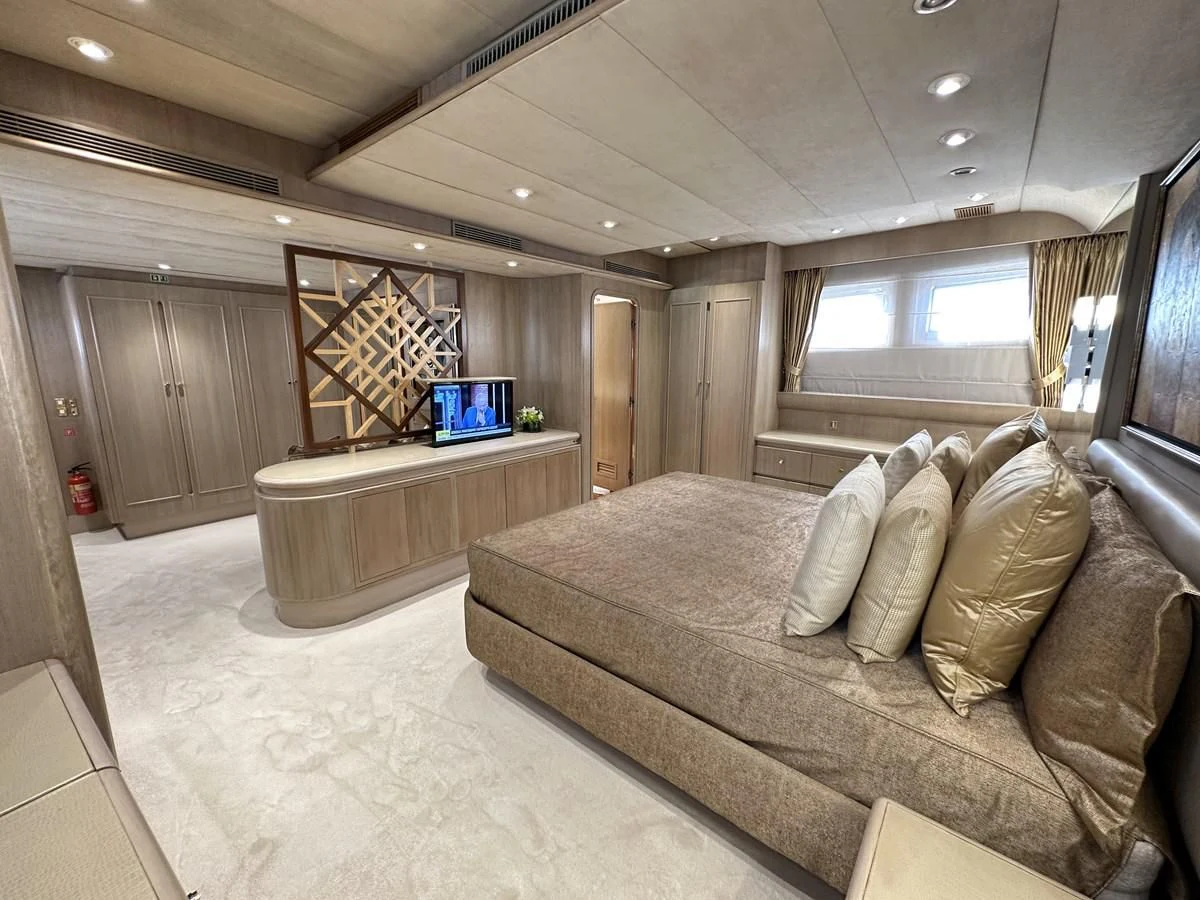 a couch in a room aboard CHEETAH MOON Yacht for Sale
