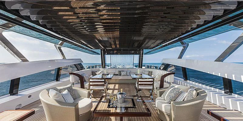 a large boat on a body of water aboard PARILLION Yacht for Sale
