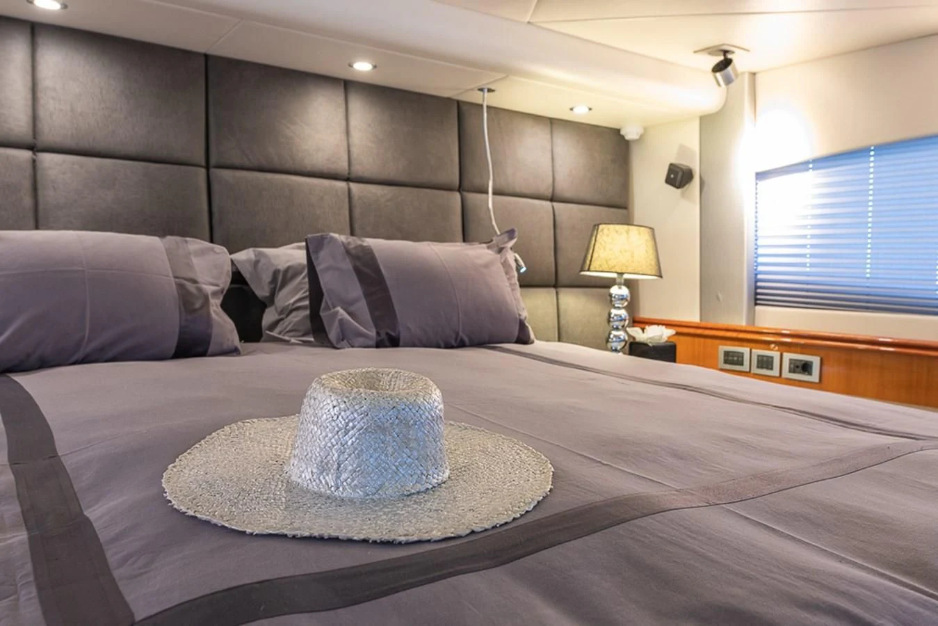 a bed with a pillow and a pillow on it aboard SMOOTH OPERATOR Yacht for Sale