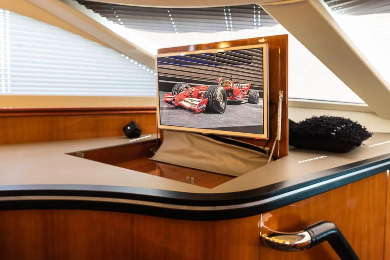 a framed picture of a boat in a glass case aboard SMOOTH OPERATOR Yacht for Sale