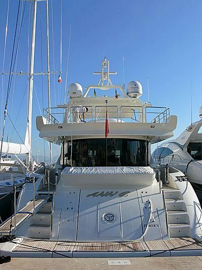a large white boat aboard ANN G Yacht for Sale