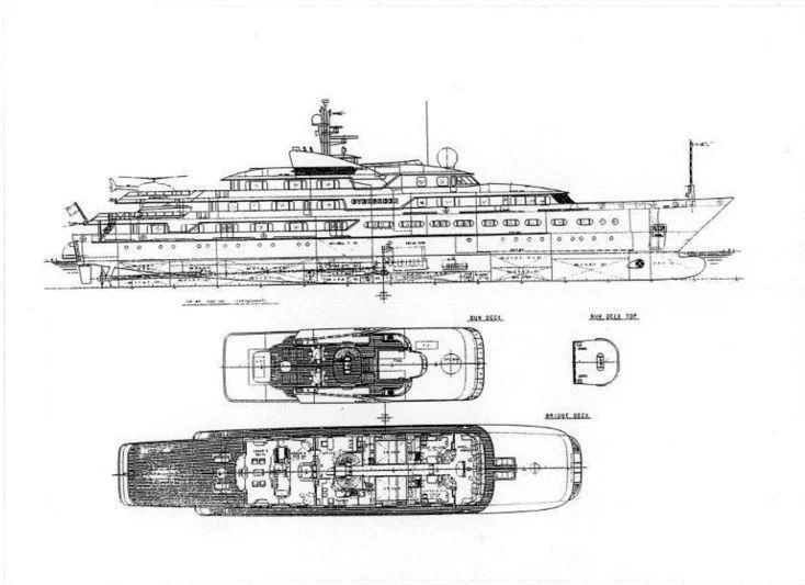 diagram, engineering drawing aboard ATTESSA IV Yacht for Sale