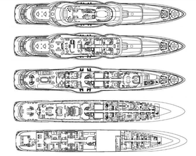 a drawing of a ruler aboard ATTESSA IV Yacht for Sale