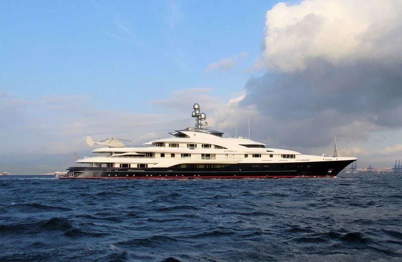 a large white boat in the water aboard ATTESSA IV Yacht for Sale