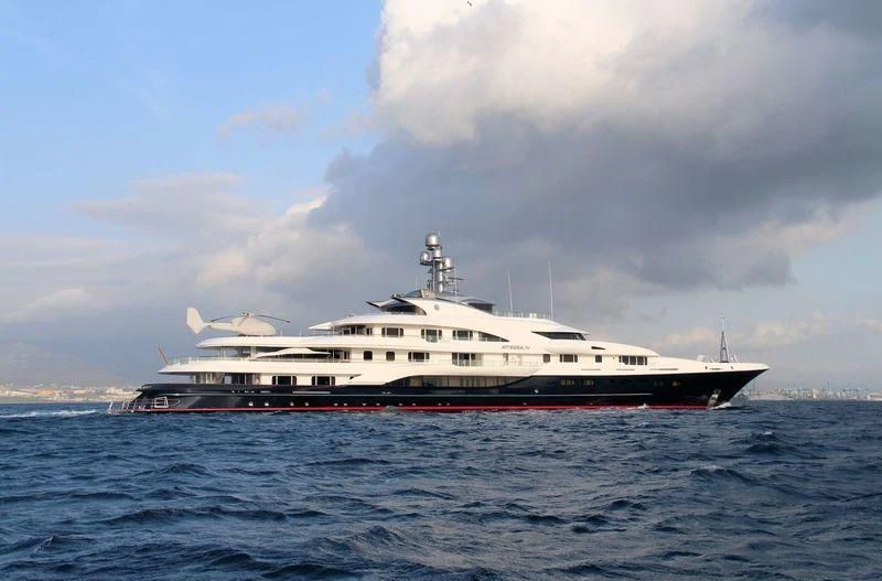 a large white boat in the water aboard ATTESSA IV Yacht for Sale