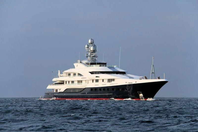 a large white ship in the water aboard ATTESSA IV Yacht for Sale