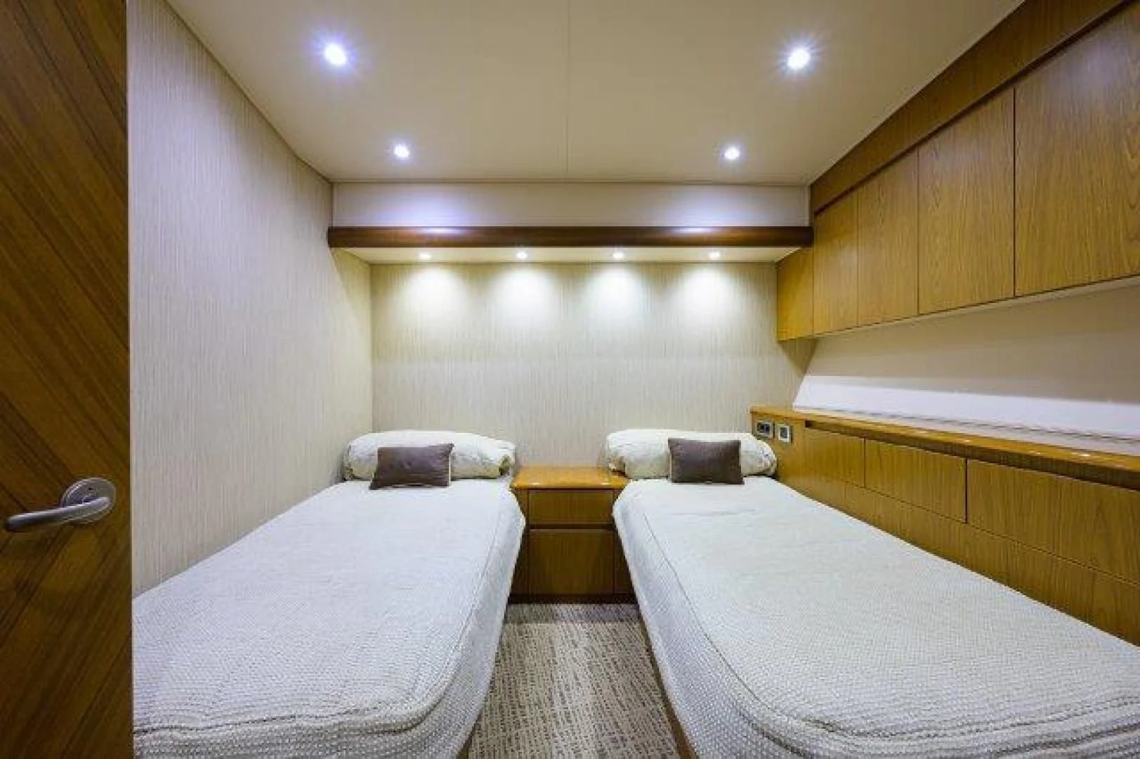 a room with two beds aboard LITTLE AUDREY Yacht for Sale