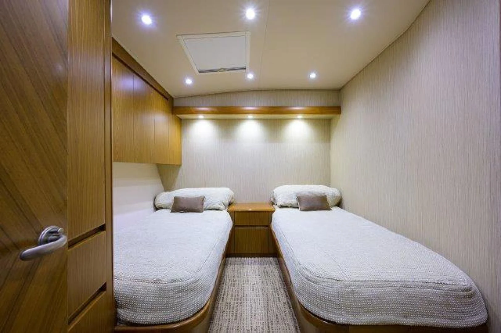 a room with two beds aboard LITTLE AUDREY Yacht for Sale