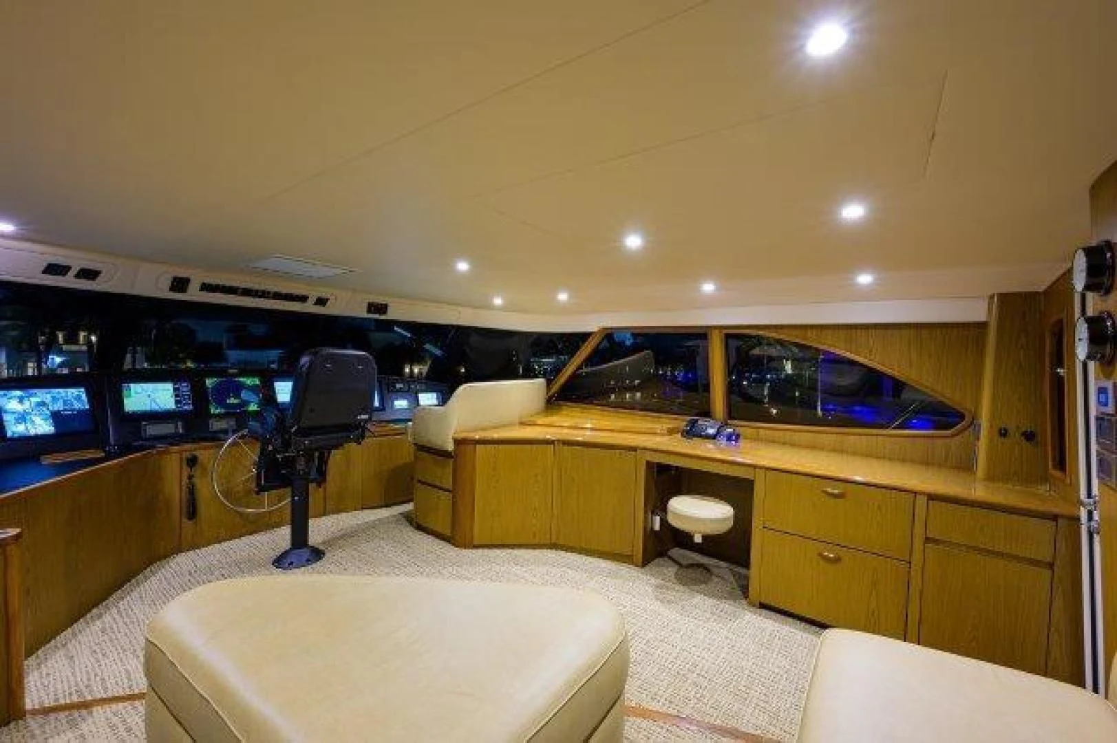 a room with a bed and a desk aboard LITTLE AUDREY Yacht for Sale