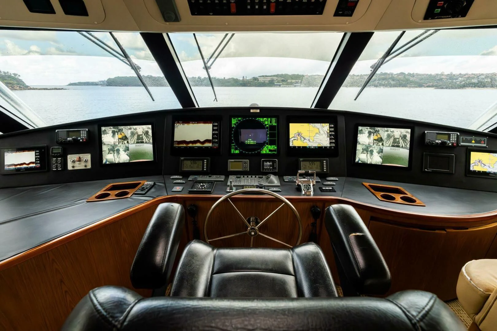 inside of a vehicle with many screens aboard LITTLE AUDREY Yacht for Sale