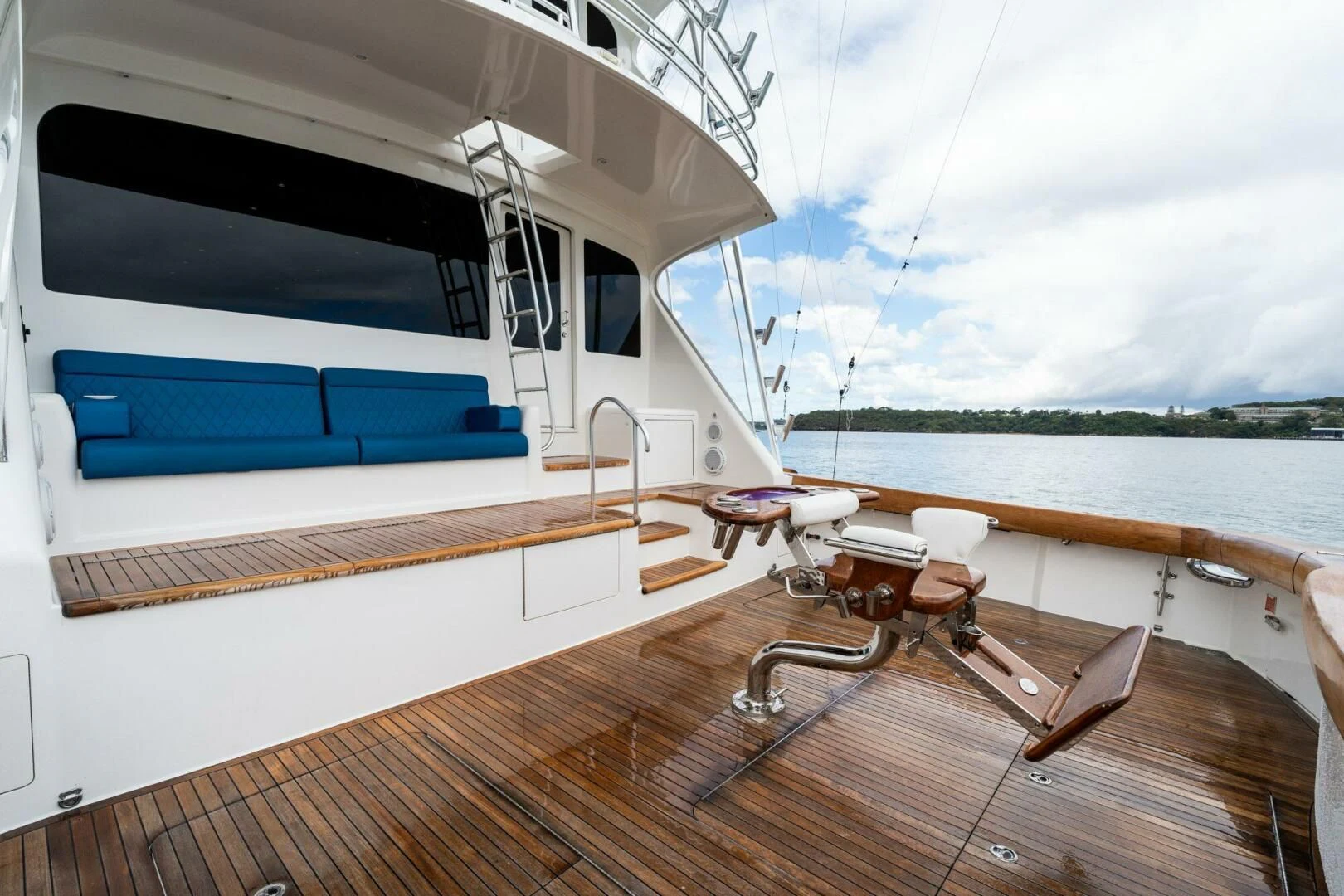 a boat on a deck aboard LITTLE AUDREY Yacht for Sale