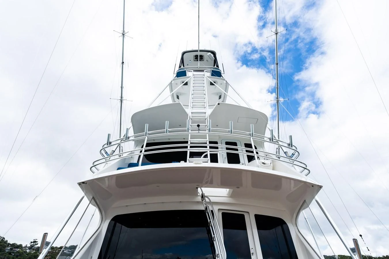a white boat on a dock aboard LITTLE AUDREY Yacht for Sale