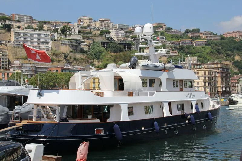 a large boat in the water aboard IBI Yacht for Sale