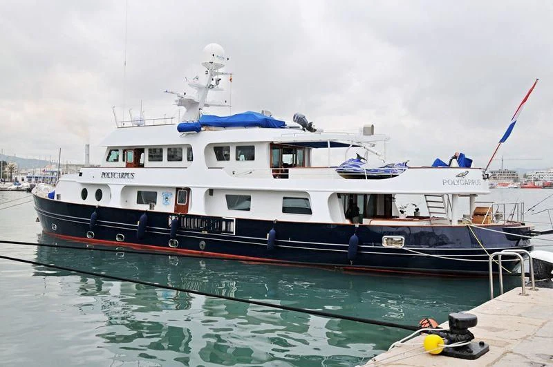 a large boat docked aboard IBI Yacht for Sale