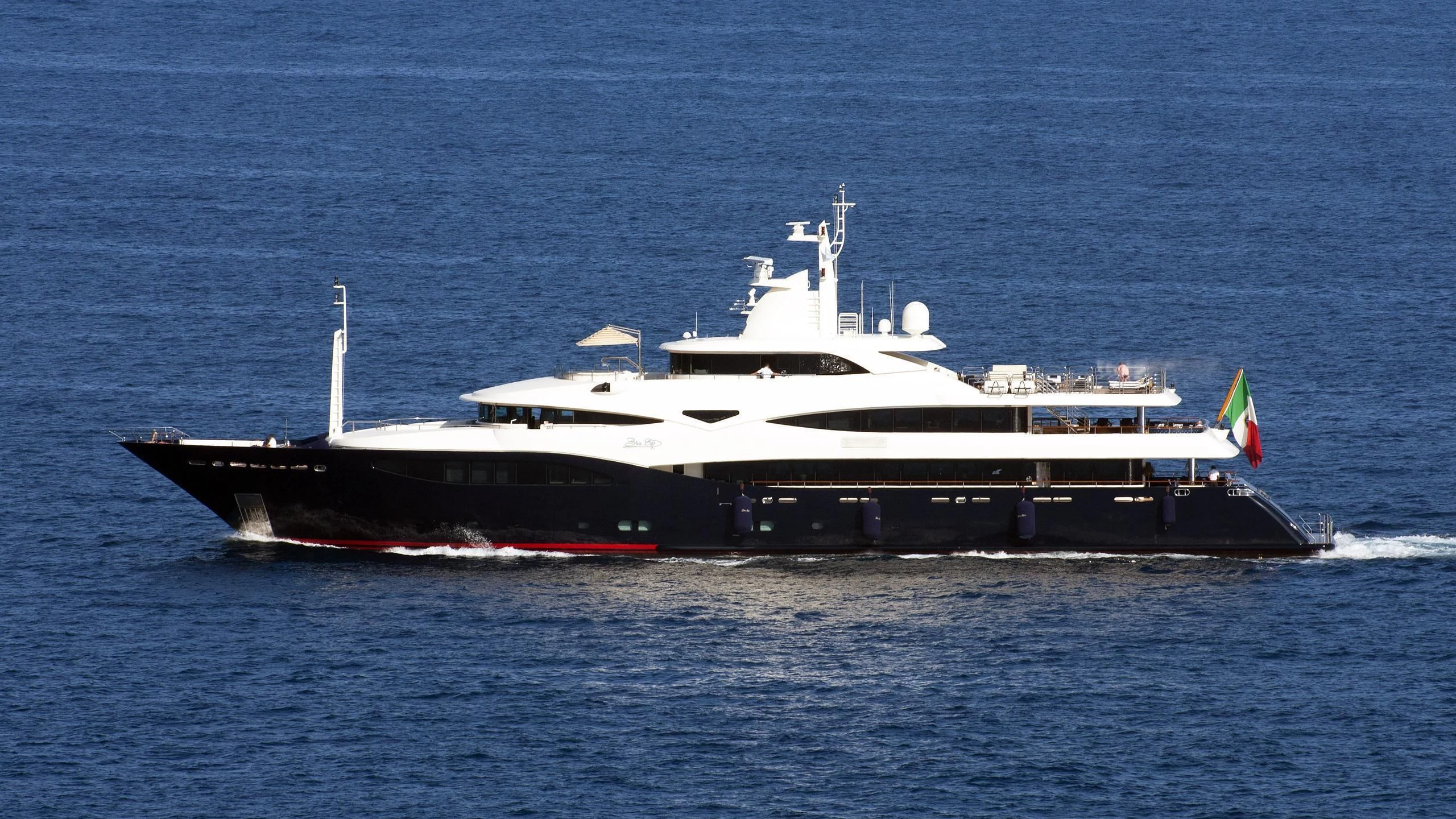 a large ship in the water aboard BEOL Yacht for Sale