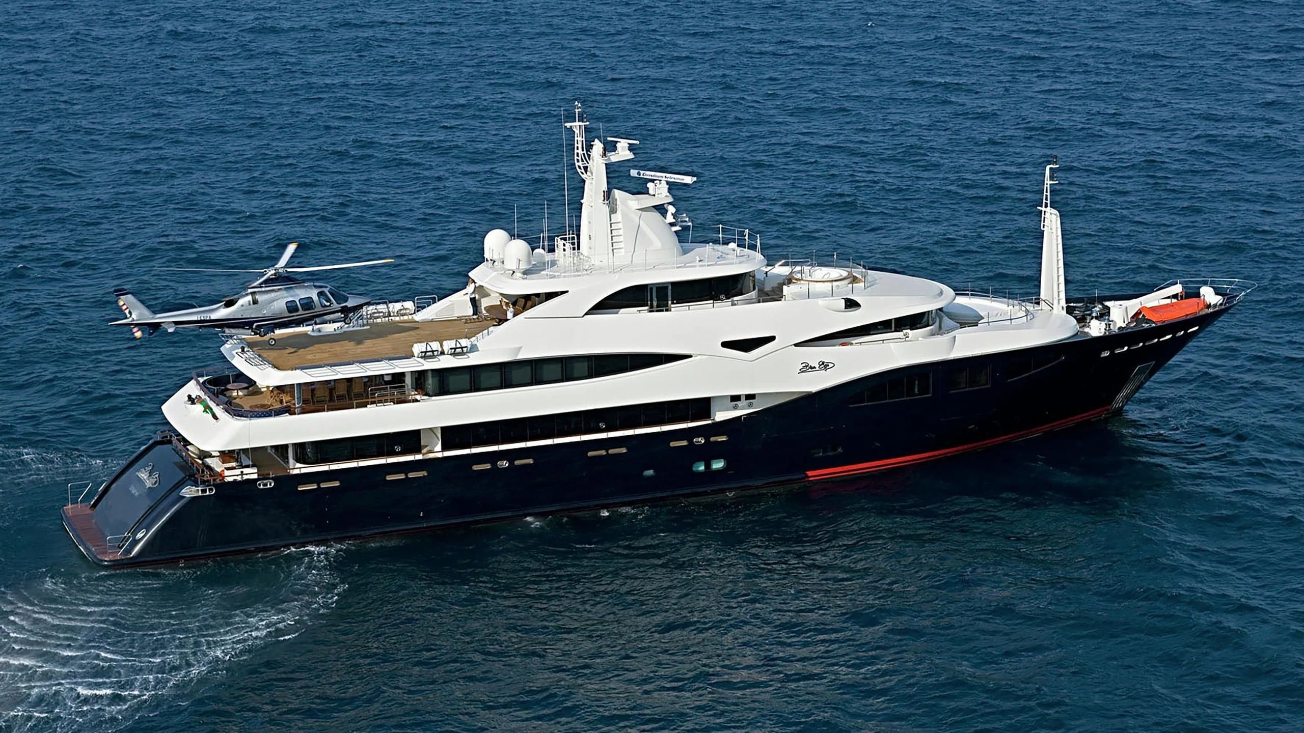 a large ship in the water aboard BEOL Yacht for Sale