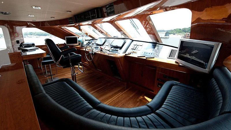 a room with a desk and a laptop aboard ZENITH Yacht for Sale