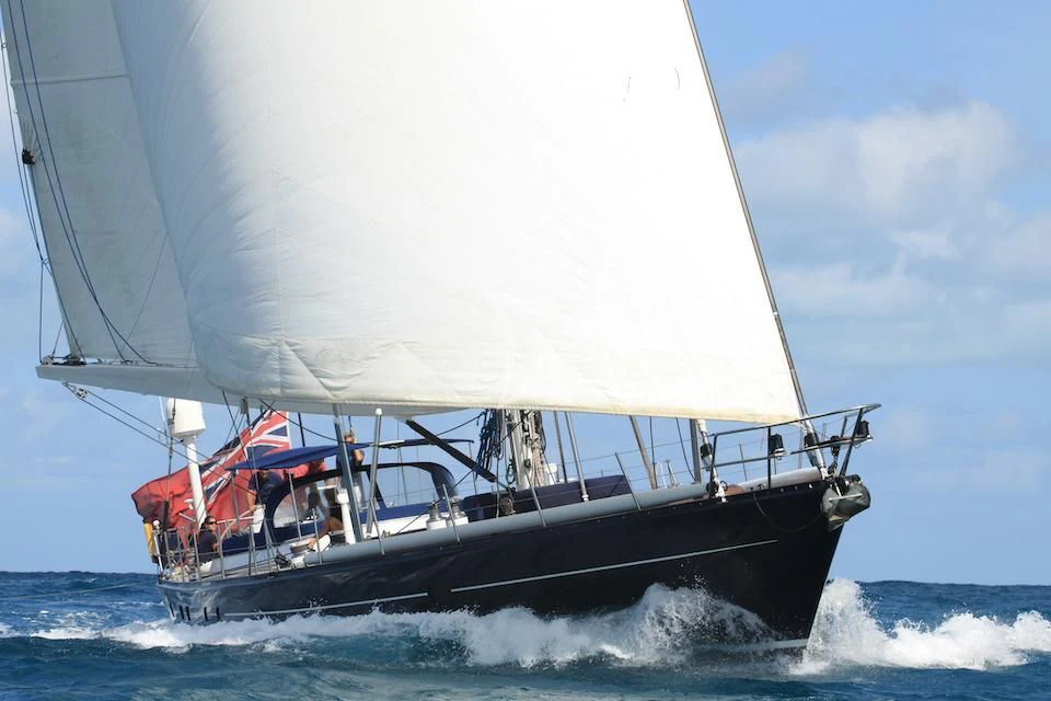a boat sailing on the sea aboard DARK STAR OF LONDON Yacht for Charter