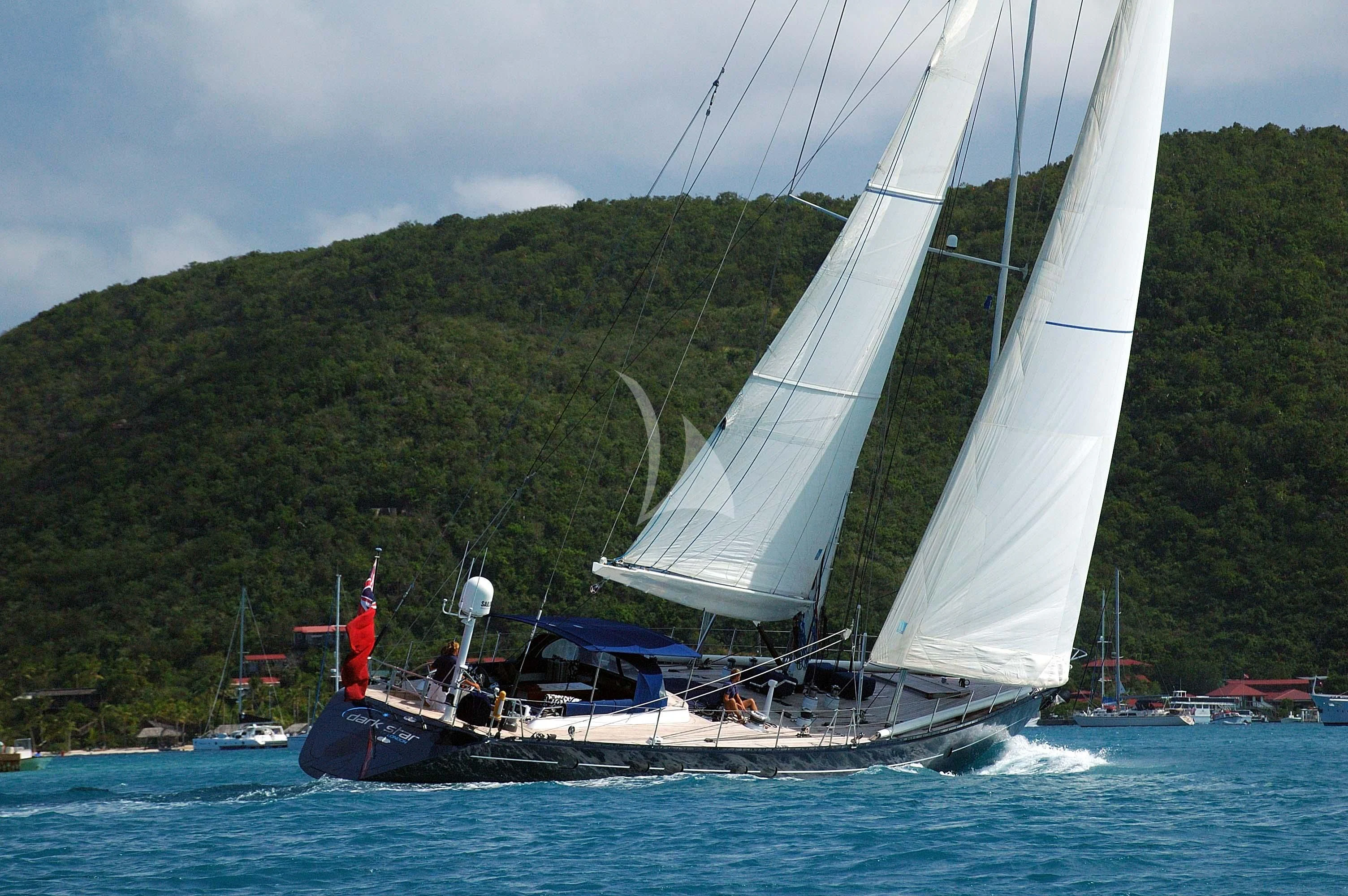 a boat sailing on the water aboard DARK STAR OF LONDON Yacht for Charter