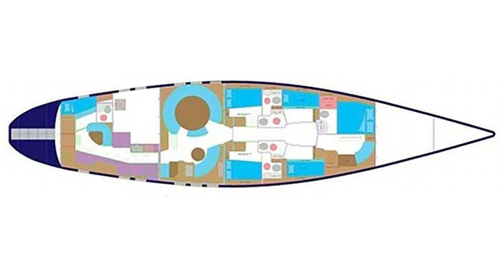 a blue and white box with a word on it aboard DARK STAR OF LONDON Yacht for Charter