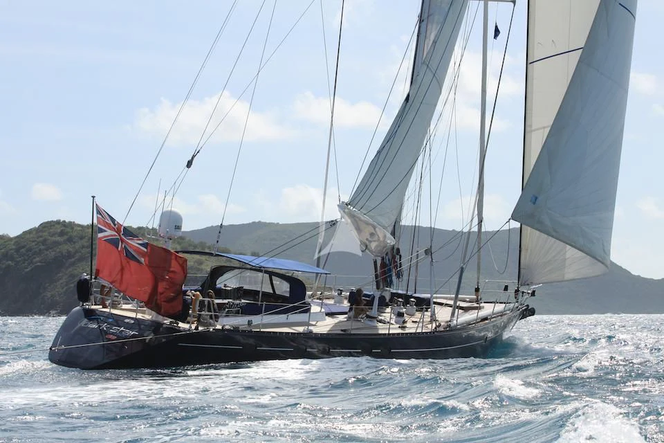 a sailboat on the water aboard DARK STAR OF LONDON Yacht for Charter