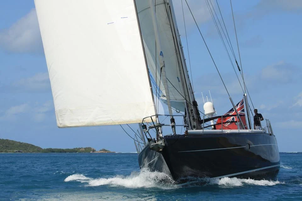 a boat sailing on the sea aboard DARK STAR OF LONDON Yacht for Charter