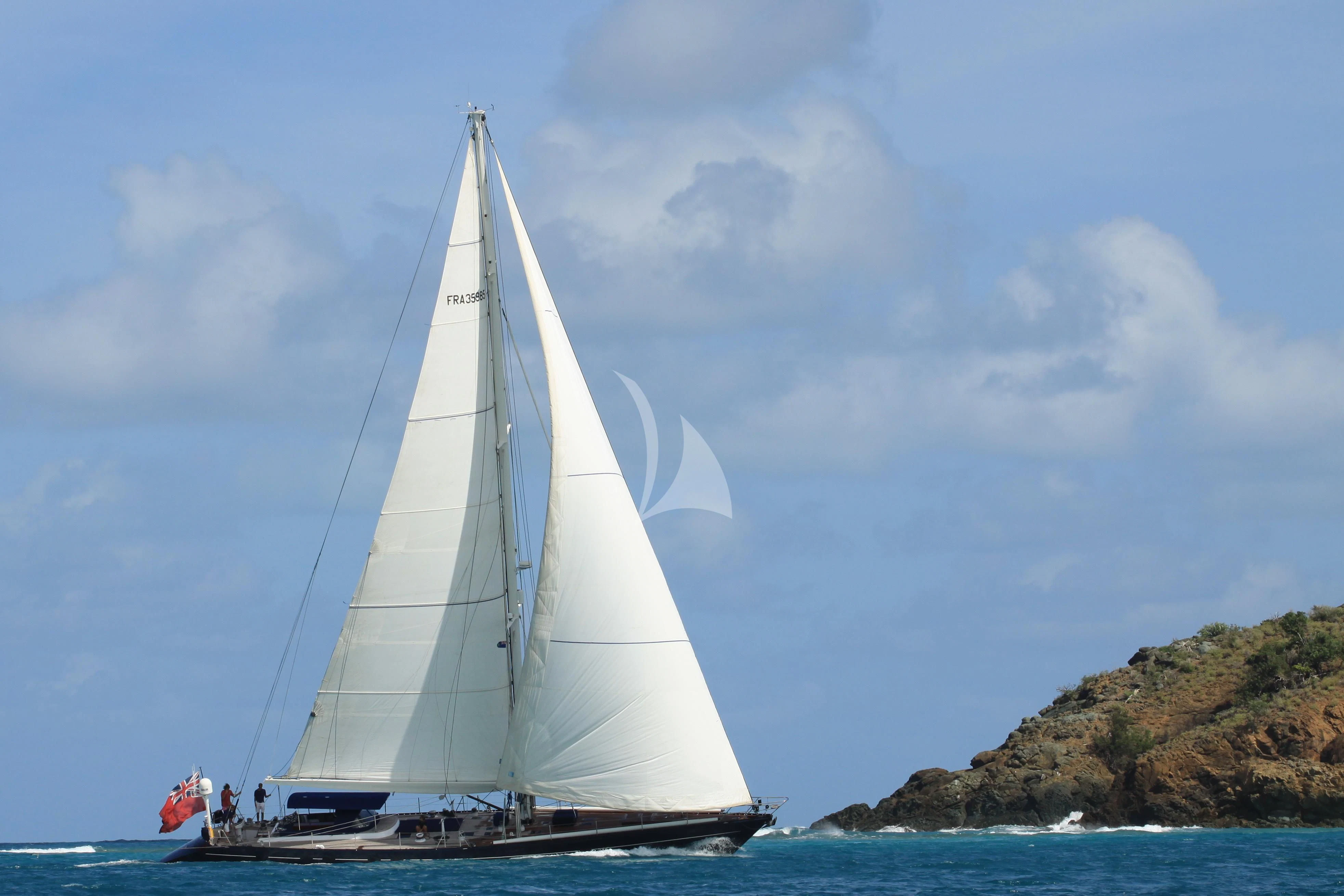 a sailboat on the water aboard DARK STAR OF LONDON Yacht for Charter