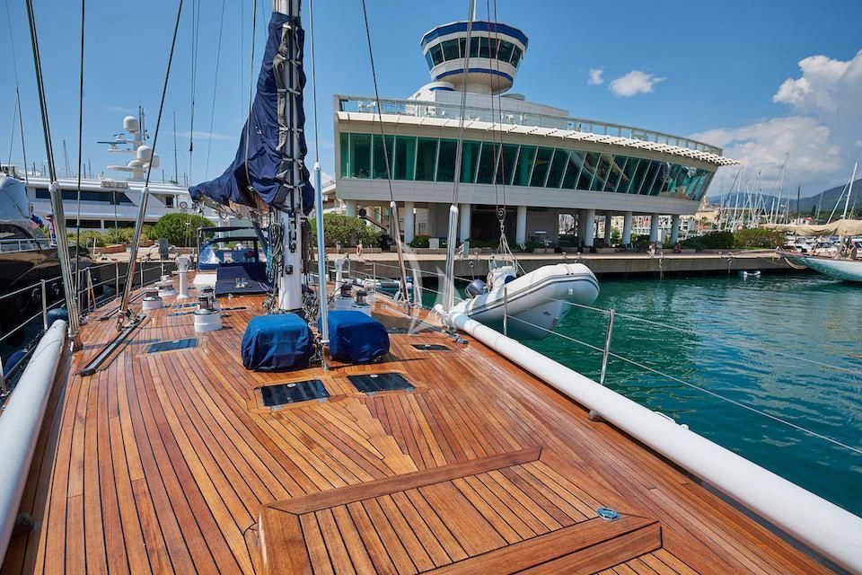 a boat on the water aboard DARK STAR OF LONDON Yacht for Charter