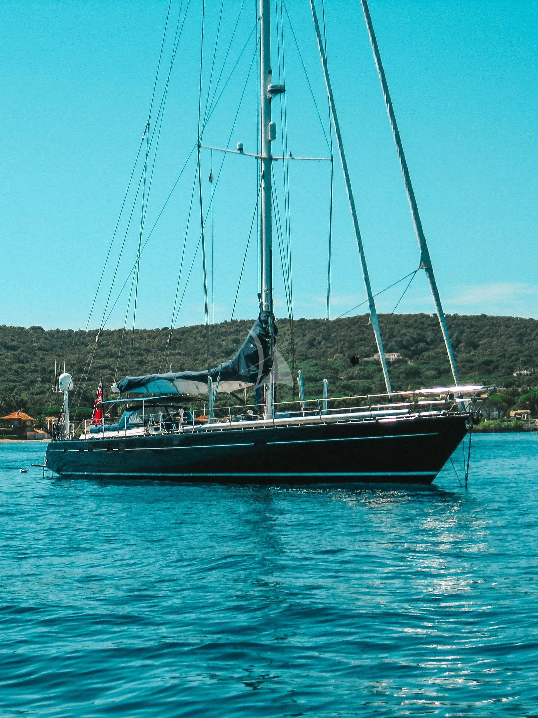 a sailboat on the water aboard DARK STAR OF LONDON Yacht for Charter