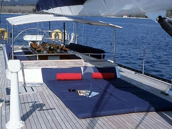 a boat on the water aboard DARK STAR OF LONDON Yacht for Charter
