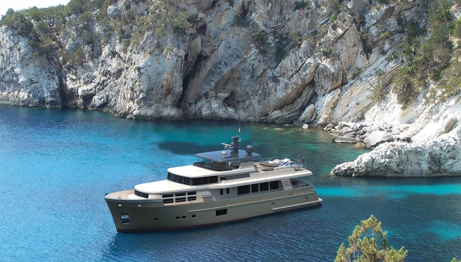 a boat in the water aboard 93FT VAN DER VALK EXPLORER 28M Yacht for Sale