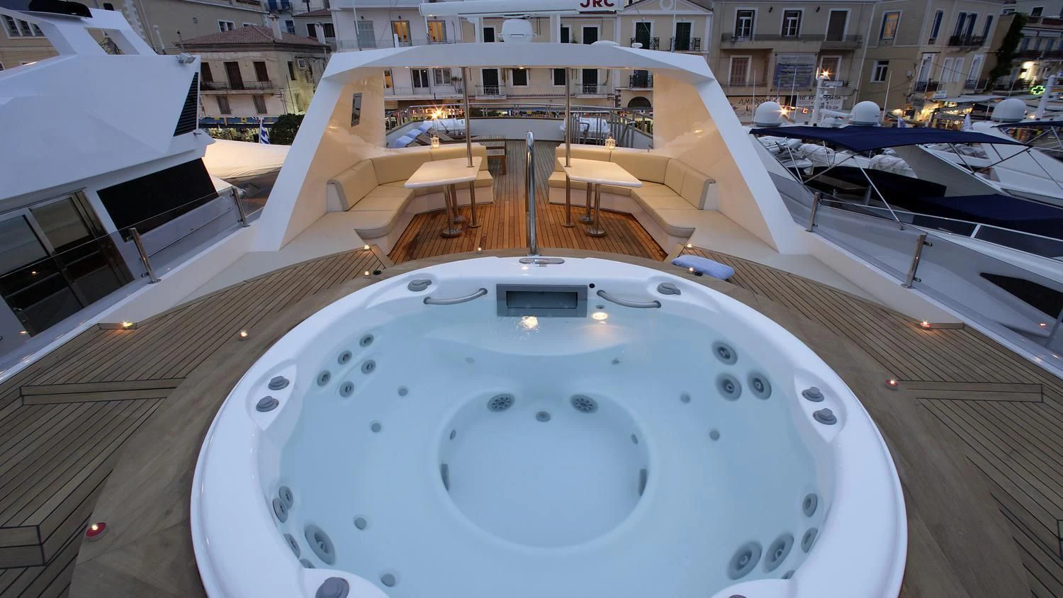 a pool in a building aboard CORVUS Yacht for Sale