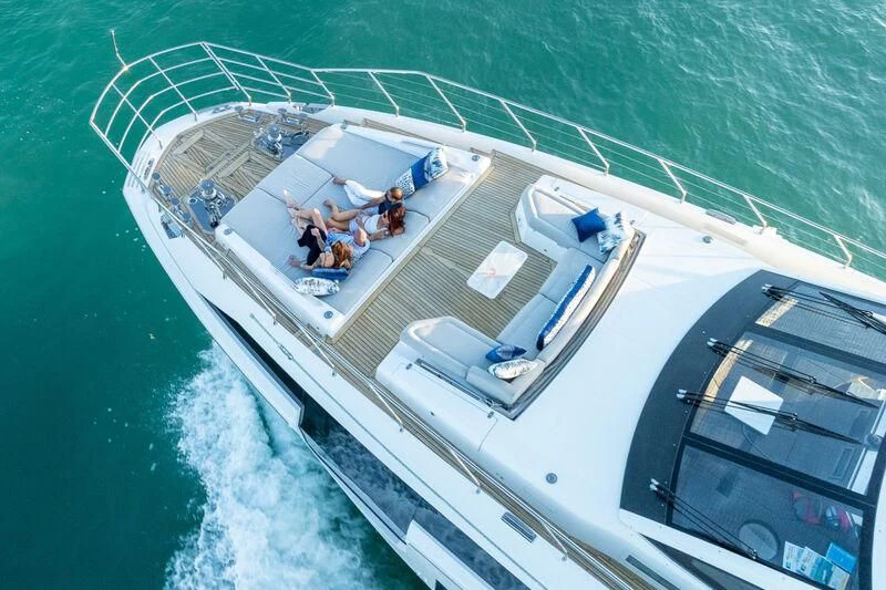 a high angle view of people on a boat aboard CAPTAIN MORGAN II Yacht for Sale