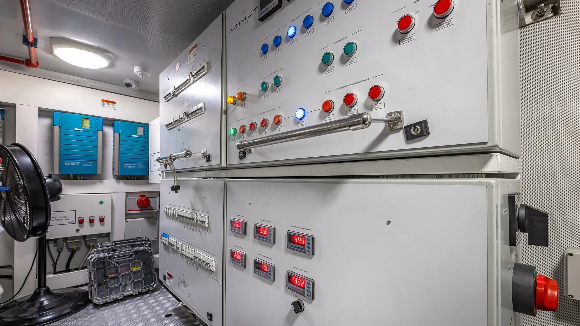 a machine with buttons and switches aboard CAPTAIN MORGAN II Yacht for Sale