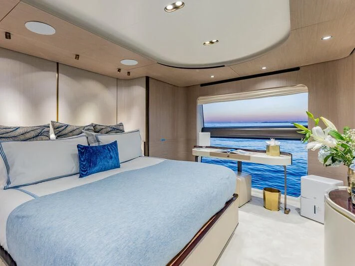 a bed in a room aboard CAPTAIN MORGAN II Yacht for Sale