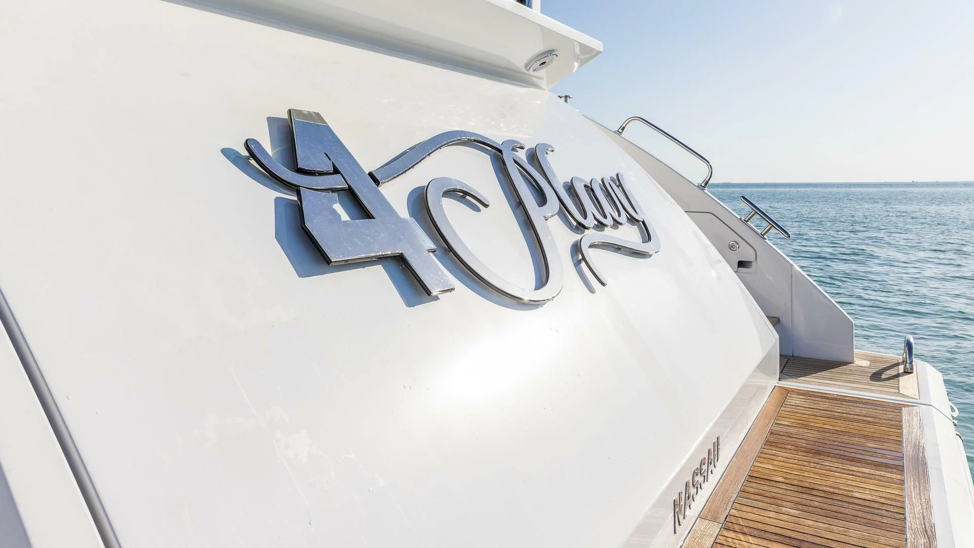 a boat with a word on the front aboard CAPTAIN MORGAN II Yacht for Sale