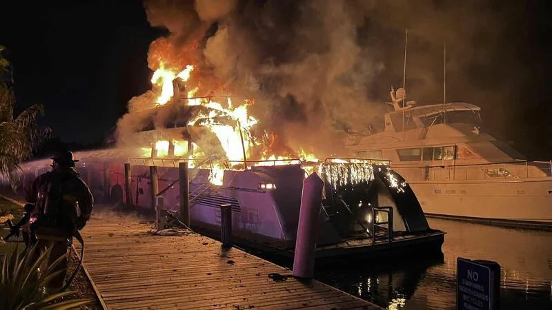 a boat on fire aboard SELF MADE Yacht for Sale