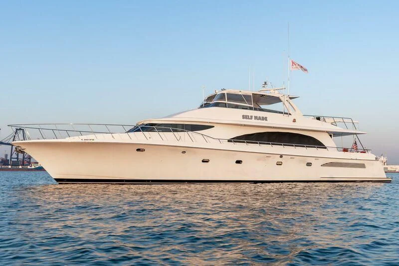 a large white yacht aboard SELF MADE Yacht for Sale
