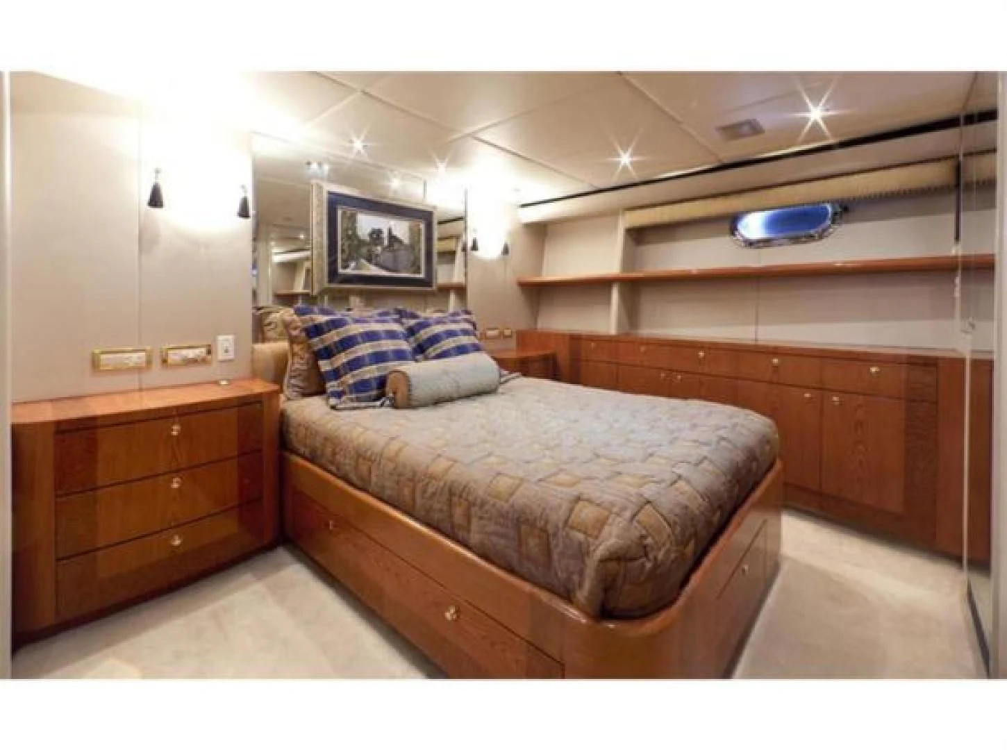 a bed in a room aboard SELF MADE Yacht for Sale
