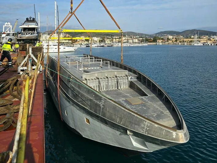 a large ship docked aboard NERTILA Yacht for Sale