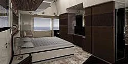 a room with a bed and a television aboard NERTILA Yacht for Sale