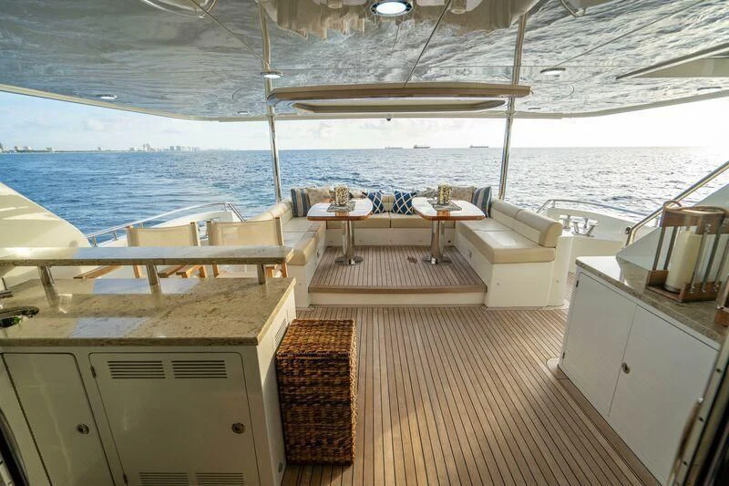 a boat on the water aboard AURA Yacht for Sale