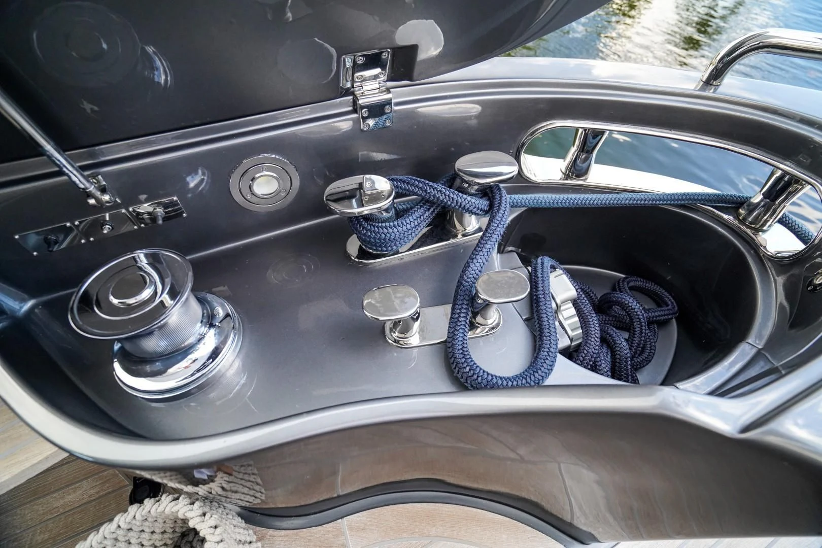 the interior of a car aboard AMORA Yacht for Sale