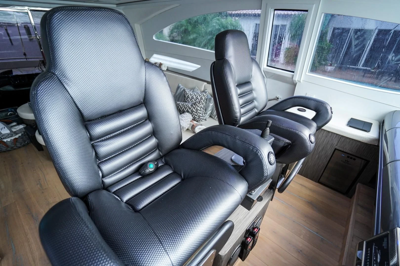 a car seat with a seat aboard AMORA Yacht for Sale