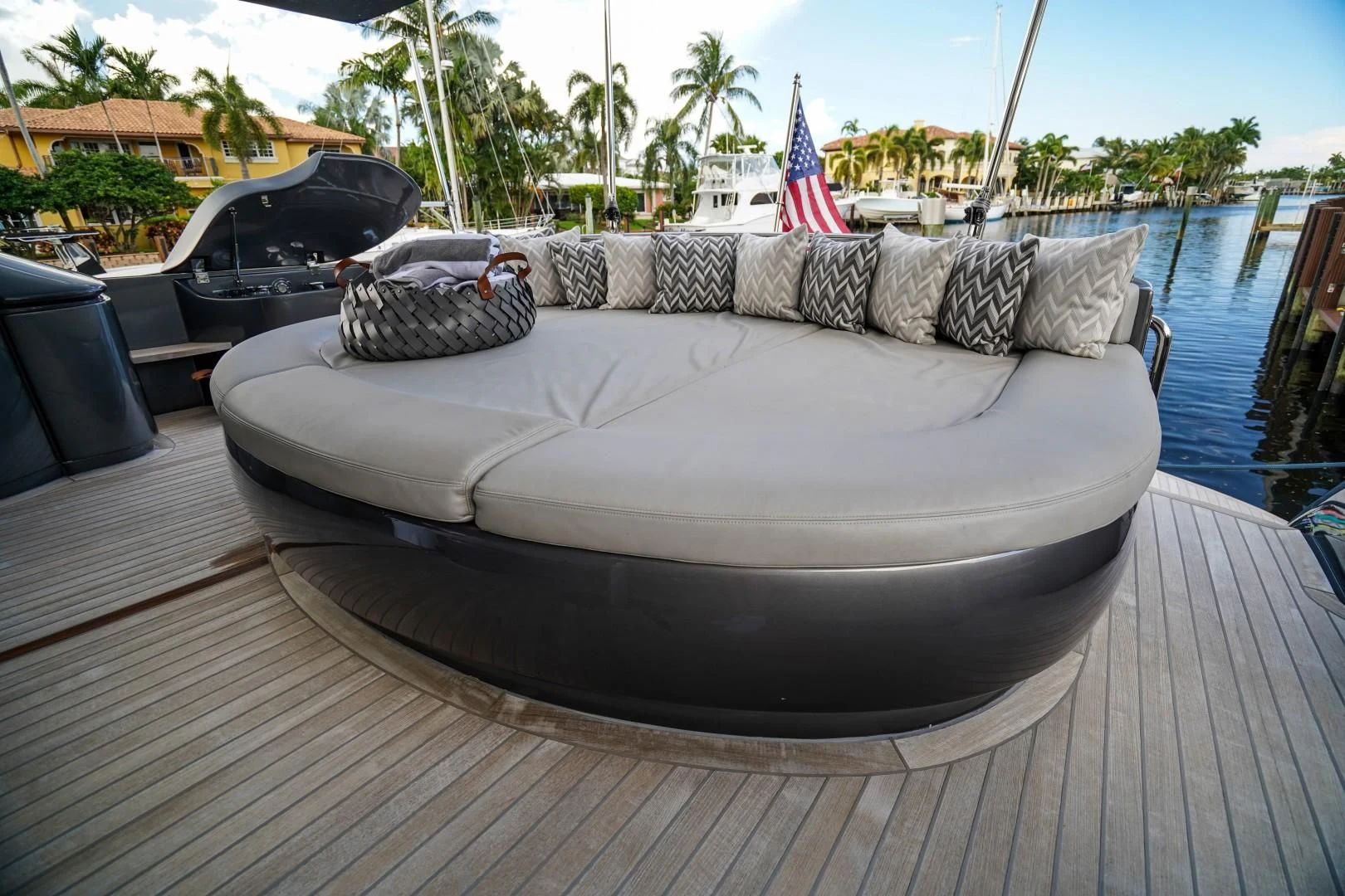 a boat on a deck aboard AMORA Yacht for Sale