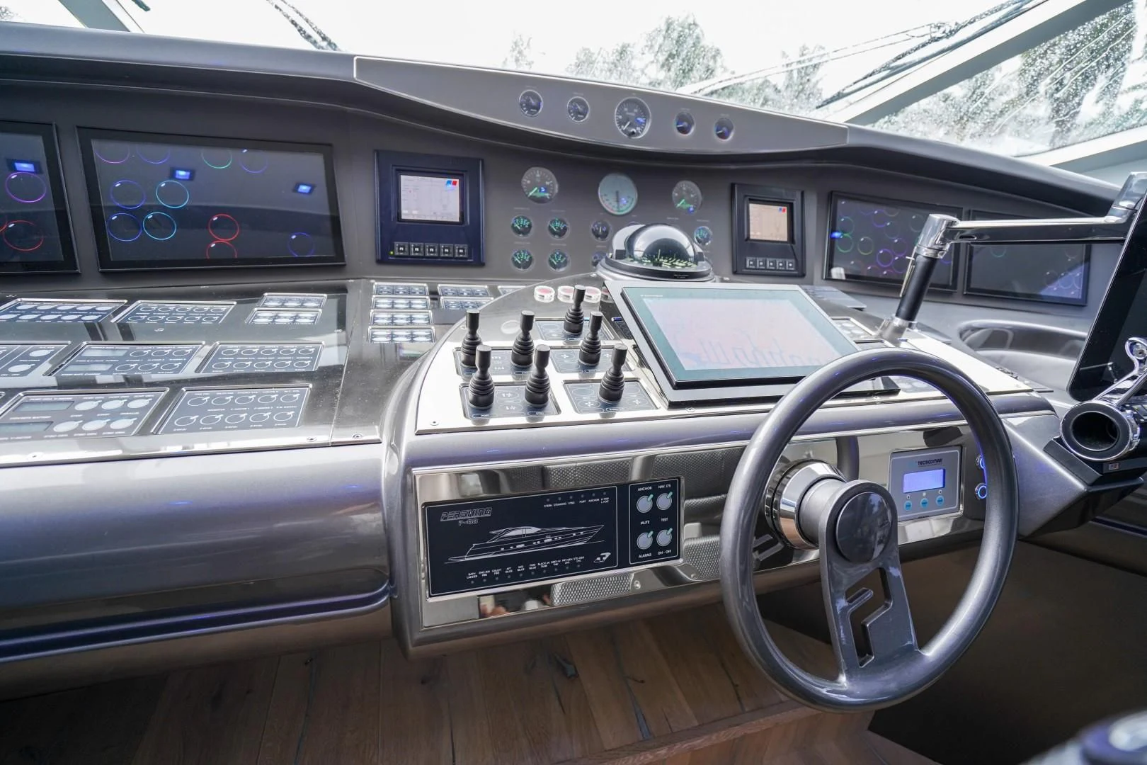 the inside of a car aboard AMORA Yacht for Sale