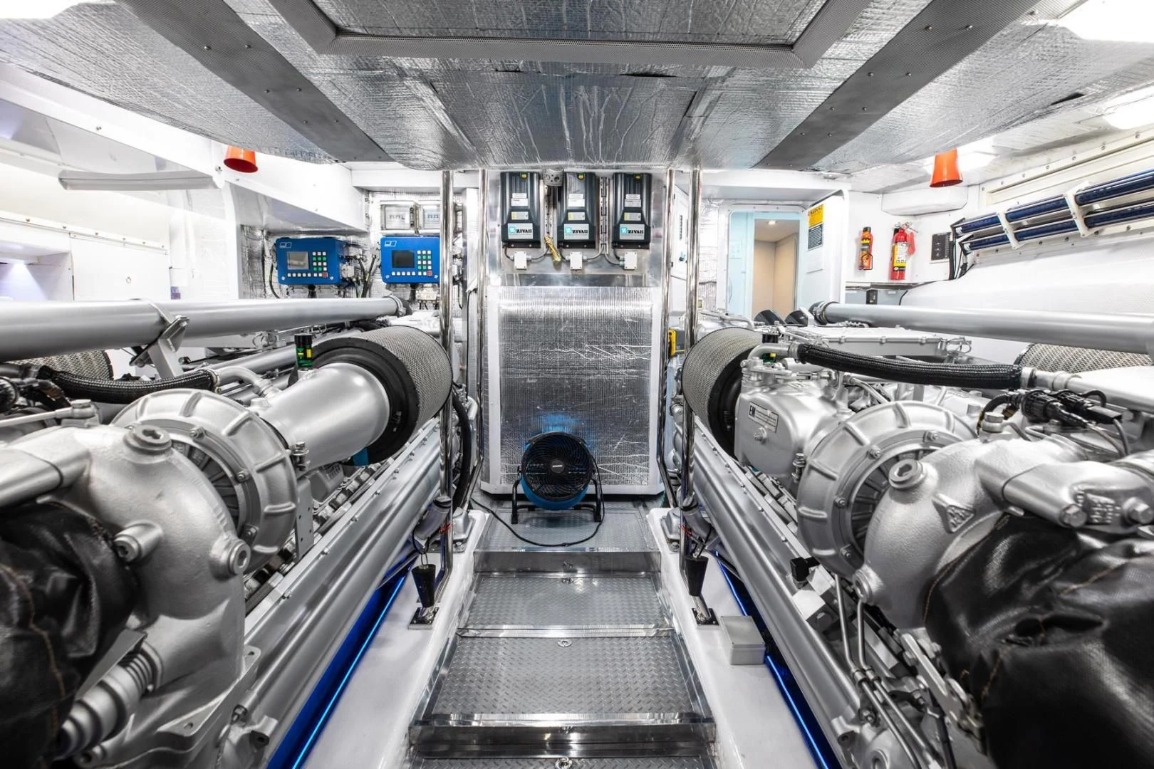 a large machine with pipes aboard AMORA Yacht for Sale