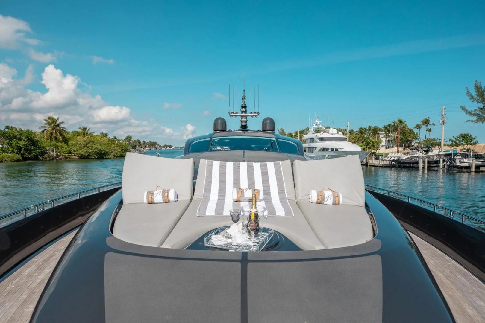 a boat on a dock aboard AMORA Yacht for Sale